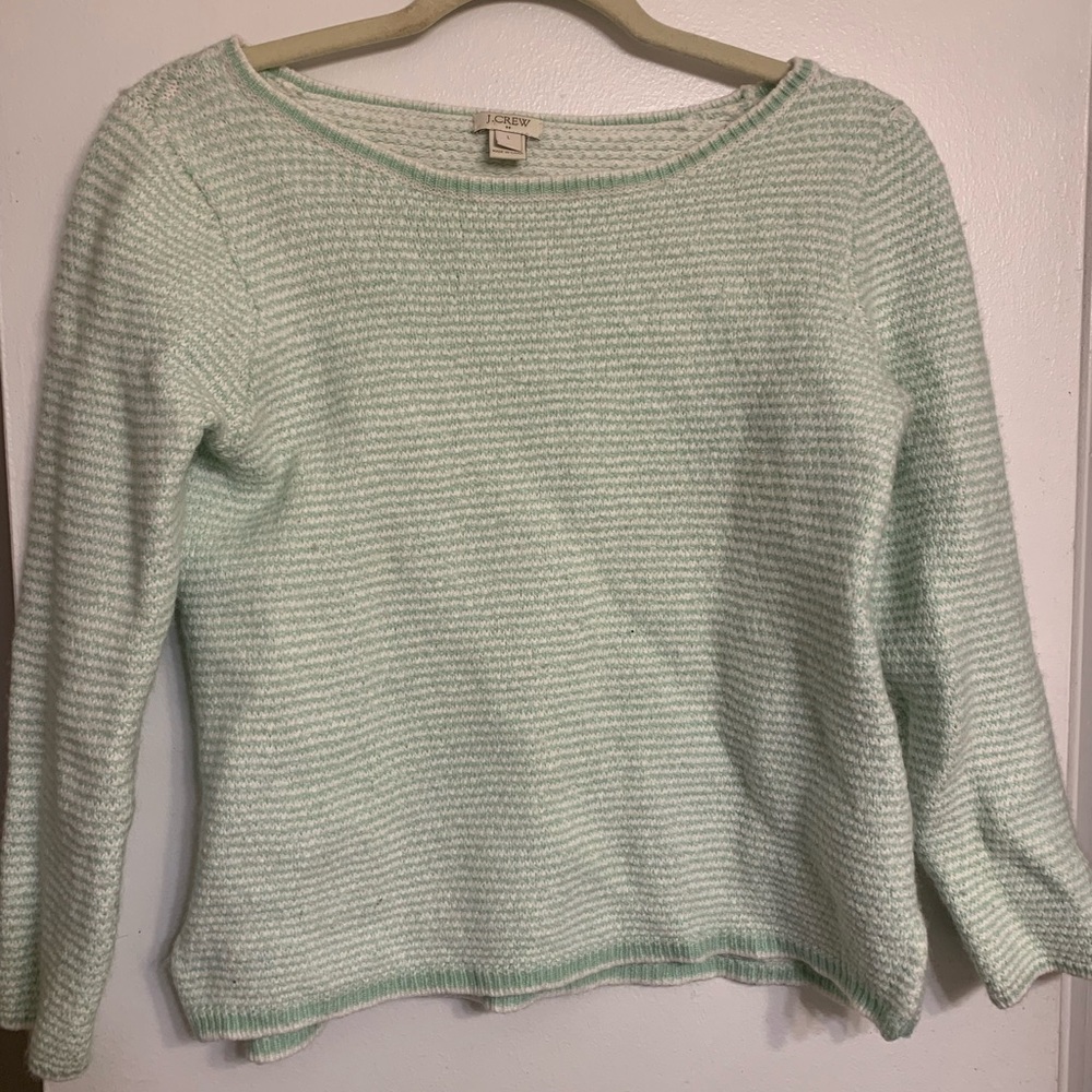 J. Crew Mint Striped Crewneck Sweater